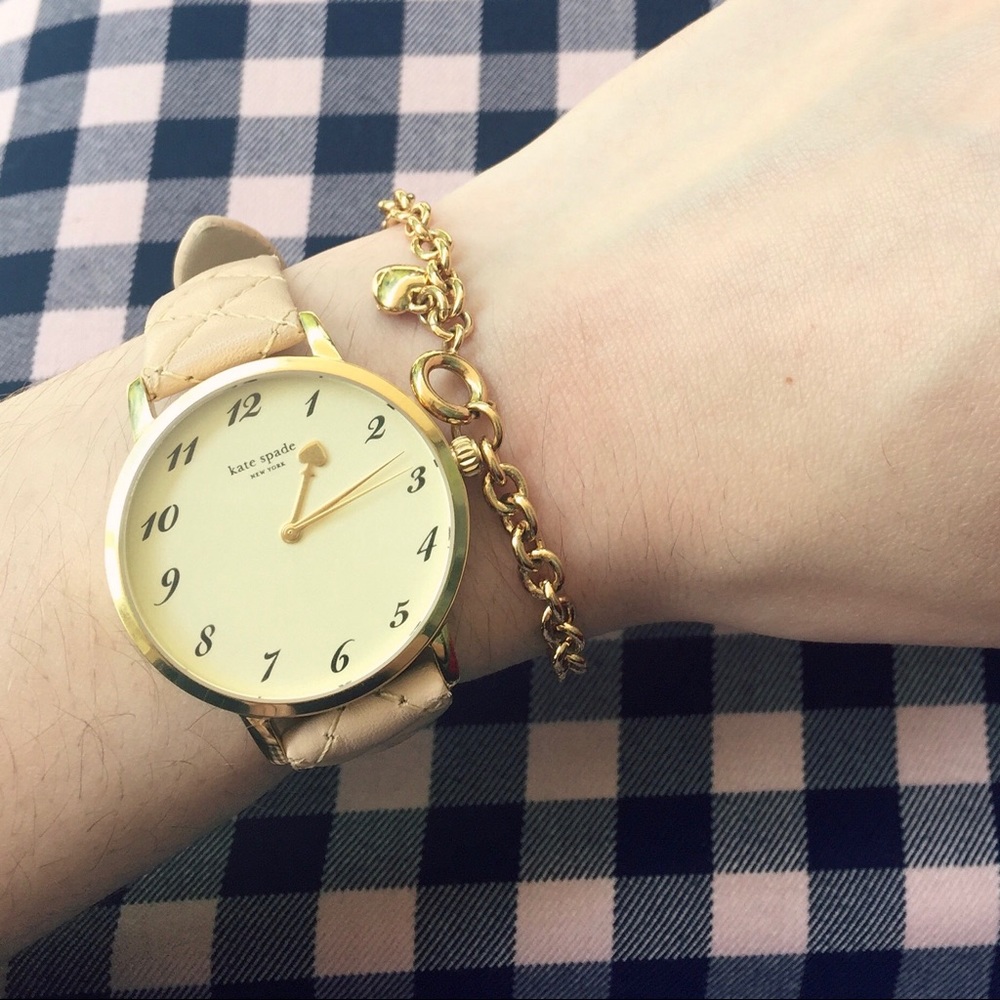 Kate Spade Metro pink/nude quilted leather watch